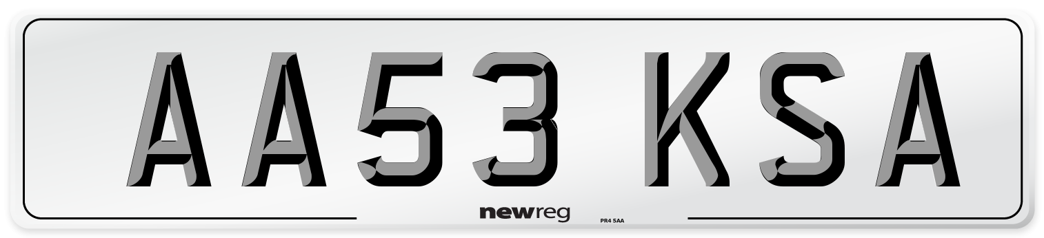 AA53 KSA Number Plate from New Reg